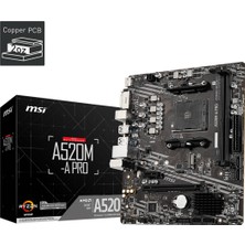 Msı A520M-A Pro Ddr4 3200MHZ 1xhdmı 1xdvı 1xm.2 USB 3.2 Matx Am4 Anakart