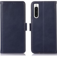 Xshop Sony Xperia 10 V Çılgın At Orijinal Cowhide Deri Telefon Kılıfı Rfıd Blomak Stand Cellet Cepleri Kapak (Yurt Dışından)