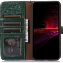 Xshop Sony Xperia Için 10 V Rfıd Engelleme Telefon Kapağı Standını Gerçek Inek Deri Litchi Doku Telefon Cüzdan Kılıfı (Yurt Dışından)