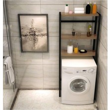 Elit Çamaşır Makinesi Üstü Düzenleyici Raf Banyo Dolabı Rafı Makina Üstü Dolap Raf Ceviz