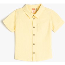 Koton Gömlek Keten Karışımlı Kısa Kollu Tek Cep Detaylı