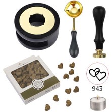 Profisher Davetiye Mum Mühürü Uygulama Seti Siyah Renk 943 Çifte Kalp