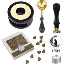 Profisher Davetiye Mum Mühürü Uygulama Seti Siyah Renk 1004 Ay Kedi