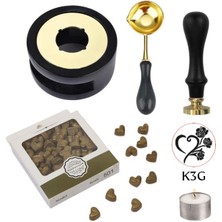 Profisher Davetiye Mum Mühürü Uygulama Seti Siyah Renk K3G Kalp 3 Gül