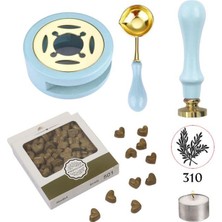 Profisher Davetiye Mum Mühürü Uygulama Seti Mavi Renk 310 Botanik Desen