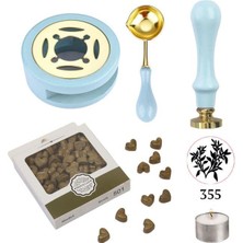 Profisher Davetiye Mum Mühürü Uygulama Seti Mavi Renk 355 Dal Yaprak