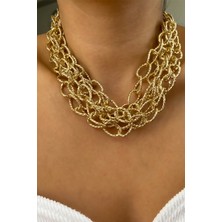 IM Design Dört Sıralı Işıltılı Gold Kolye