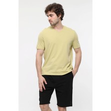 Defy's Erkek V Yaka Kısa Kollu Regular Fit Basic Tişört Yeşil