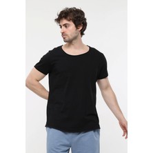 Defy's Erkek Kısa Kollu Kayık Yaka Tişört Siyah - Xl