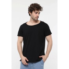 Defy's Erkek Kısa Kollu Kayık Yaka Tişört Siyah - Xl