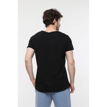 Defy's Erkek Kısa Kollu Kayık Yaka Tişört Siyah - Xl
