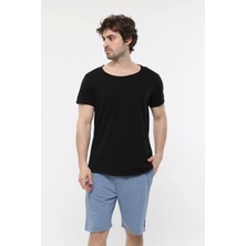 Defy's Erkek Kısa Kollu Kayık Yaka Tişört Siyah - Xl