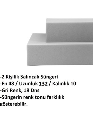 İşbir Sünger Takımı 18dns 132x48x10cm 2 Kişilik Salıncak Minderleri İçin