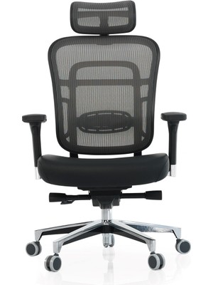 Ivo Ergonomik Ofis Koltuğu Alüminyum Ayak File Sırt Kumaş Oturum Ayarlanabilir Başlıklı Sessiz 5 Tekerlekli