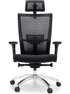 Ivo Vintage Pro Yönetici Koltuğu Siyah Kumaş Oturum Yüzeyi Krom Tekerlekli Ergonomik Tasarım