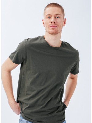 The Crow Bisiklet Yaka Düz Koyu Yeşil Unisex T-Shirt Stars