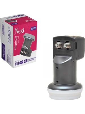 Next Ye-202 Platinum İki Çıkışlı Lnb 0.1 dB Yüksek Performanslı 4K UHD Düşük Gürültü Teknolojisi