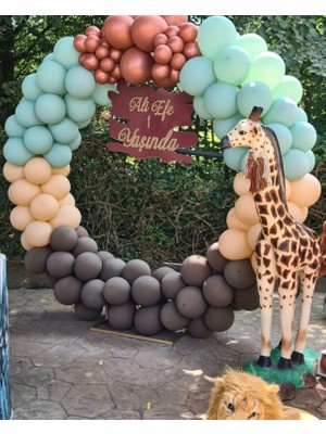Eğlence Marketi Krom Bronz Kış Yeşili Kahverengi ve  Somon Balon Zinciri 100 Adet