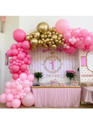 Eğlence Marketi Krom Gold Pembe Fuşya Balon Zinciri 100 Adet
