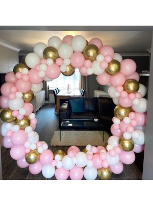 Eğlence Marketi Pembe Beyaz Gold Krom Balon Zinciri 100 Adet