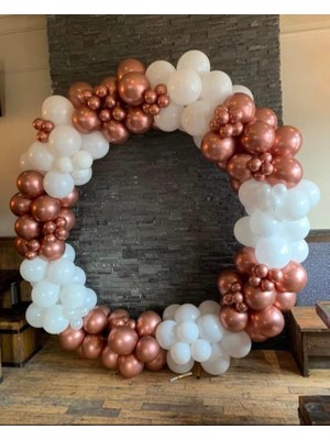 Eğlence Marketi Krom Rose Gold ve Beyaz Balon Zinciri 100 Adet