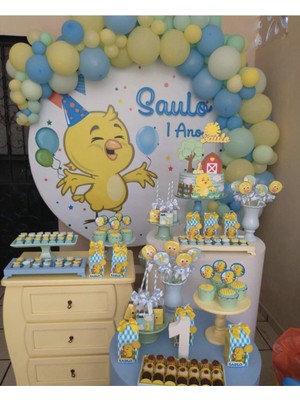 Eğlence Marketi Makaron Sarı Mint Yeşili ve Mavi Balon Zinciri 100 Adet