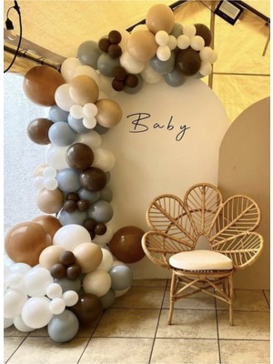 Eğlence Marketi Pastel Çikolata Kahve Sütlü Kahve Gri ve Beyaz Balon Zinciri 100 Adet