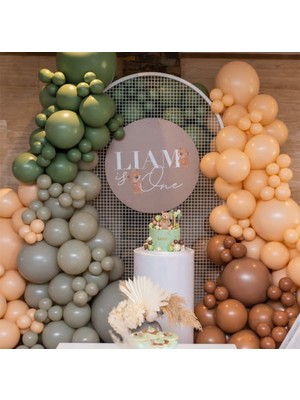 Eğlence Marketi Pastel Karamel Küf Yeşili Gri ve Somon Balon Zinciri 100 Adet
