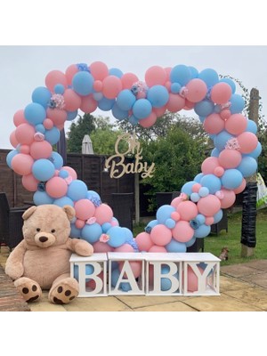 Eğlence Marketi Cinsiyet Partisi Makaron Pembe ve Mavi Balon Zinciri 100 Adet