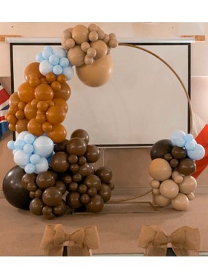 Eğlence Marketi Makaron Mavi Kahverengi Karamel ve Sütlü Kahve Balon Zinciri 100 Adet