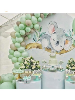 Eğlence Marketi Pastel Gri Yeşil Balon Balon Zinciri 100 Adet