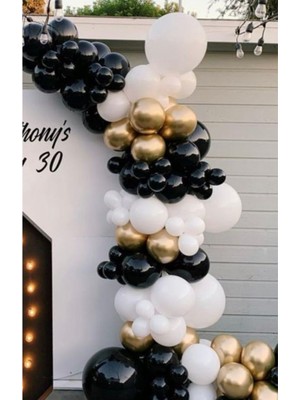 Eğlence Marketi Siyah Beyaz Krom Gold Balon Zinciri