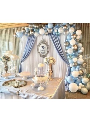 Eğlence Marketi Mavi Gri Beyaz Balon Zincir