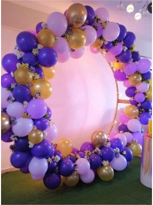 Eğlence Marketi Mor Lila Gold Renklerde Özel Gün Konsept Balon Zinciri