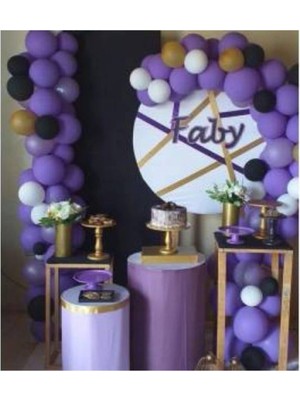 Eğlence Marketi 100 Adet Özel Gün Mor Gold Siyah Beyaz Balon Zincir Mor