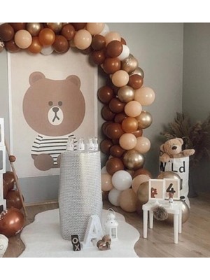 Eğlence Marketi Krom Gold Pastel Karamel Somon Beyaz Balon Konsept Balon Zinciri