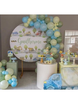 Eğlence Marketi Pastel Küf Yeşili Mavi ve Vanilya Balon Zinciri 100 Adet