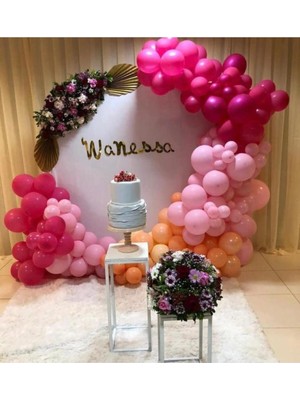 Eğlence Marketi Pastel Fuşya Makaron Pembe ve Somon Balon Zinciri 100 Adet
