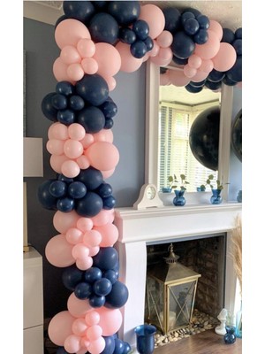Eğlence Marketi Lacivert Makaron Pembe Renk Balon Zinciri