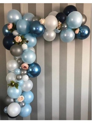 Eğlence Marketi Krom Mavi Mavi Ton Özel Gün Konsept Balon Balon Zincir