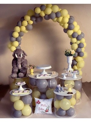 Eğlence Marketi Pastel Sarı Gri Balon Zincir Set