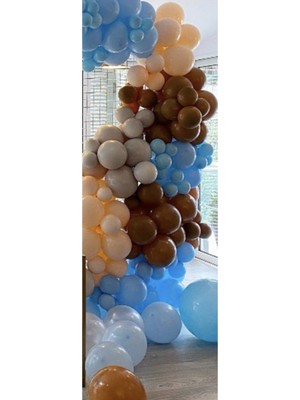 Eğlence Marketi Pastel Balon Zincir Mavi Gri Karamel Somon
