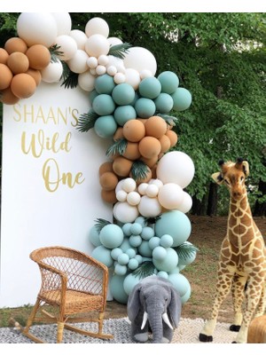 Eğlence Marketi Küf Yeşili Kış Yeşili Karamel ve Ten Rengi Balon Zinciri 100 Adet