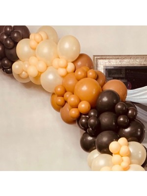 Eğlence Marketi Pastel Çikolata Kahve Karamel ve Somon Balon Zinciri 100 Adet