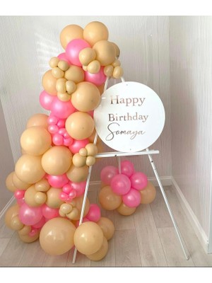 Eğlence Marketi Metalik Pembe Pastel Somon Balon Zinciri 100 Adet