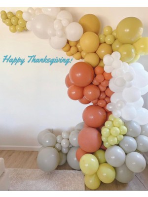 Eğlence Marketi Pastel Turuncu Zeytin Zerdeçal Taş ve Beyaz Balon Zinciri 100 Adet