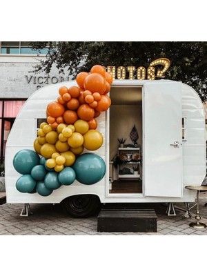 Eğlence Marketi Pastel Turuncu Zerdeçal ve Derin Okyanus Balon Zinciri 100 Adet