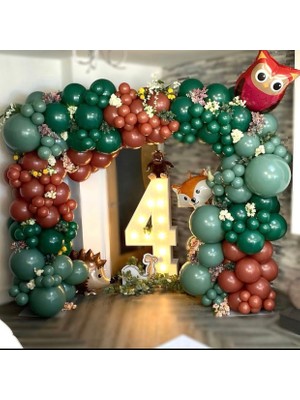 Eğlence Marketi Pastel Turuncu Koyu Yeşil ve Adaçayı Balon Zinciri 100 Adet