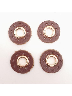 Angel Çanta Aksesuar Kızıl Kahve Gerçek Derili 4 Lü Kuşgözü Light Gold