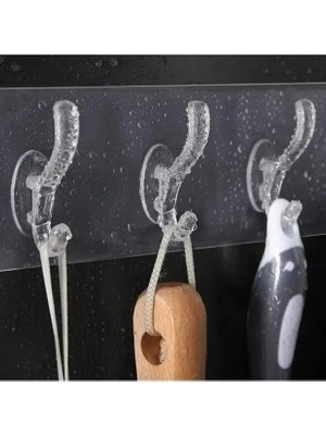 SesaShop 5'li Kendinden Yapışkanlı Güçlü Şeffaf Askılık - Kapı Arkası Mutfak Duvar Banyo Askı
